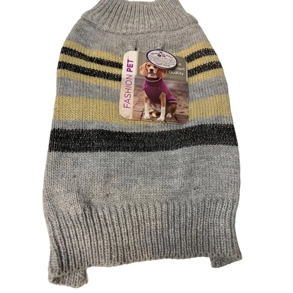 Small‎ Fashion Pet Striped Gray Sweater Dog 10